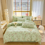 Parure de lit vert sauge avec housse de couette et taies d'oreiller