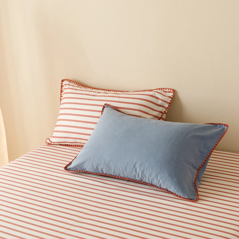 Set complet housse de couette, drap plat et taies d'oreiller bleu marine