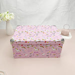 Boîte de rangement pliante en carton arc-en-ciel poney rose