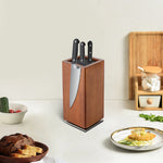 Porte-couteau magnétique rotatif 360° en bois acacia brun vu de face