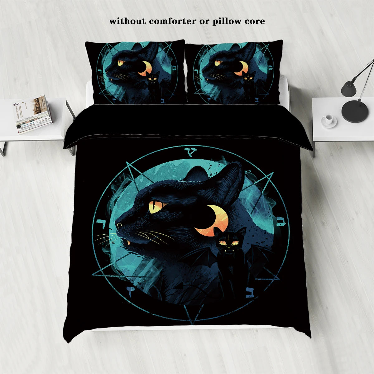 Housse de couette chat noir Halloween motif imprimé