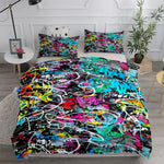 Housse de couette New York graffiti beige