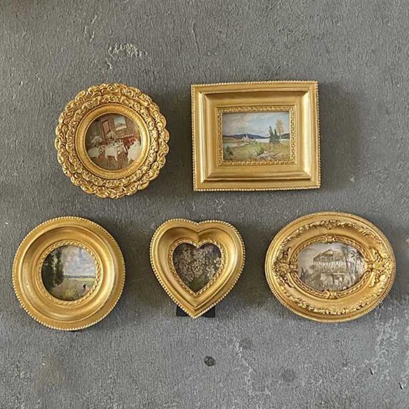 Cadre photo résine doré forme coeur