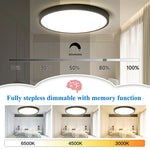 Plafonnier LED en couleur blanche installé au plafond d'une chambre moderne
