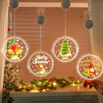Décoration de Noël lumineuse LED avec Père Noël et arbre - Vue de face