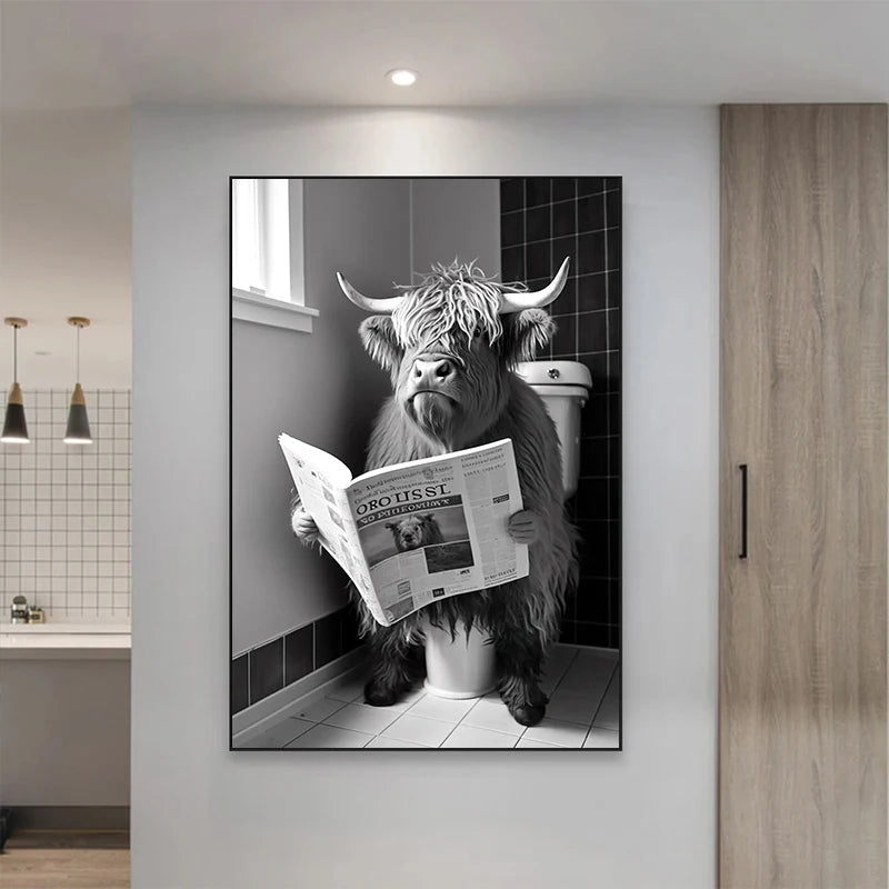Vue d'ensemble toile murale salle de bain design humoristique