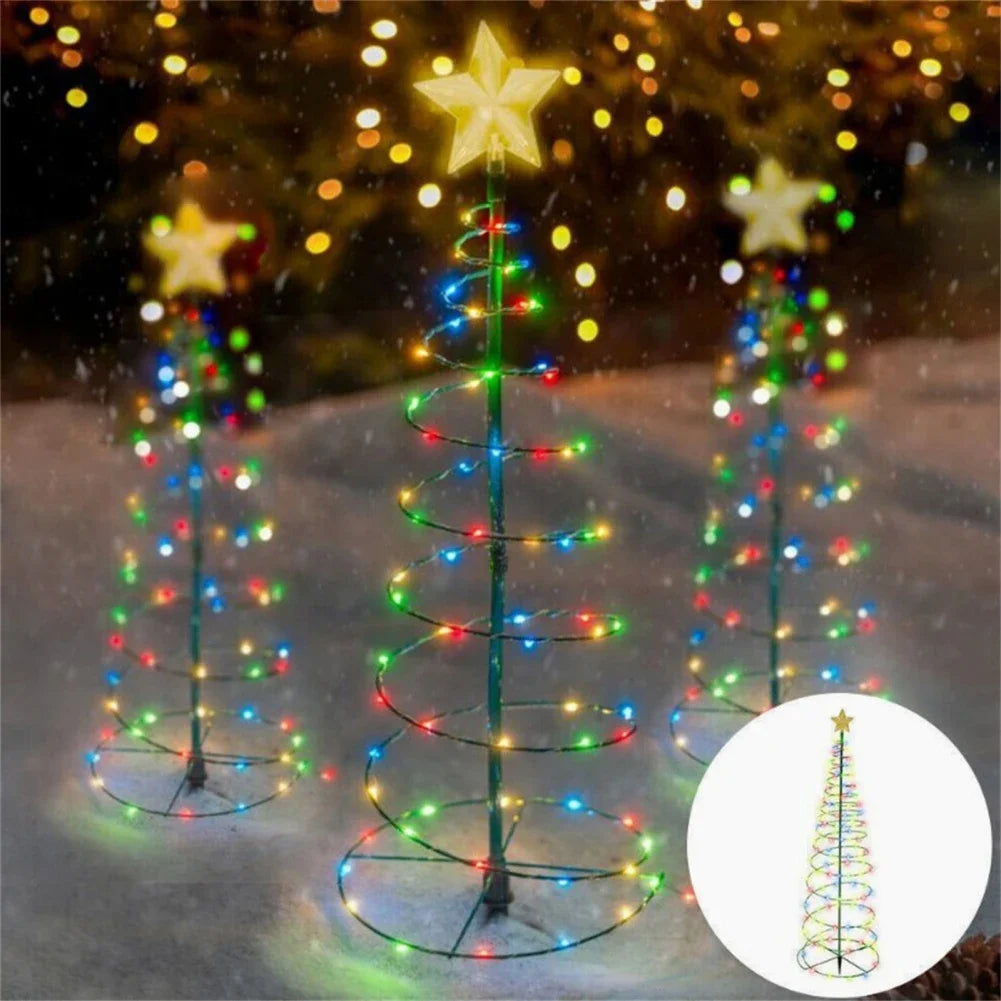 Lumière solaire LED colorée rose pour décoration de Noël dans un jardin