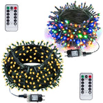 Guirlande lumineuse LED extérieure 50m illuminant un jardin la nuit