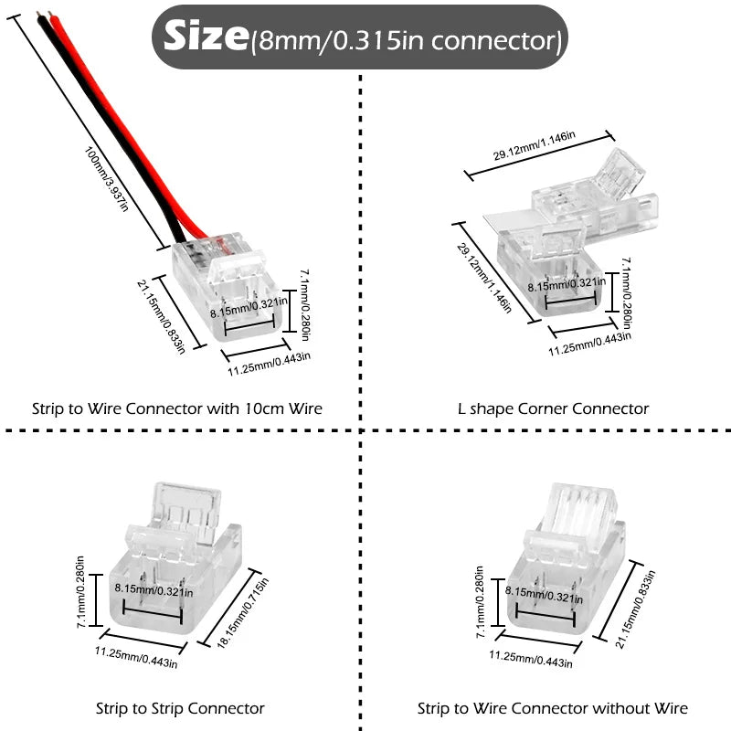 Connecteur LED angle L pour éclairage sous meuble