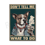 Poster toile chien gangster tatoué vin rétro décoration murale