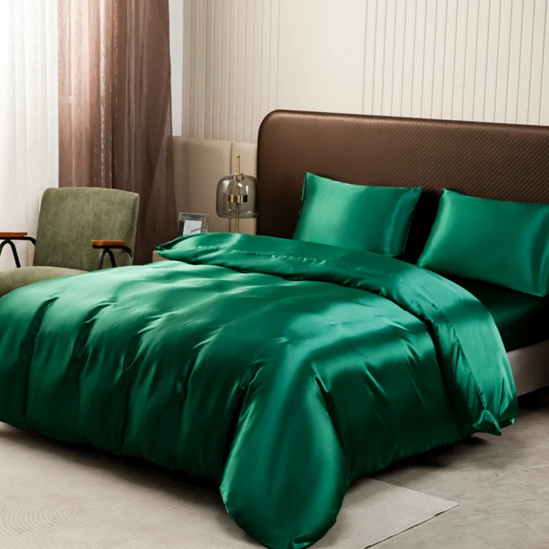 Ensemble literie satin avec taies d'oreiller