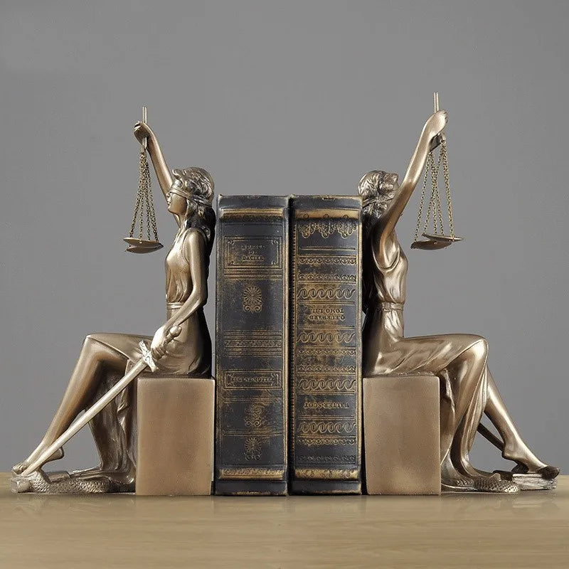Serre-livres Themis déesse justice grecque en résine gris clair