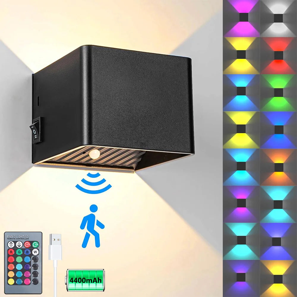 Applique murale LED noire avec télécommande RGB