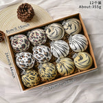 Lot de 12 boules de Noël motif léopard