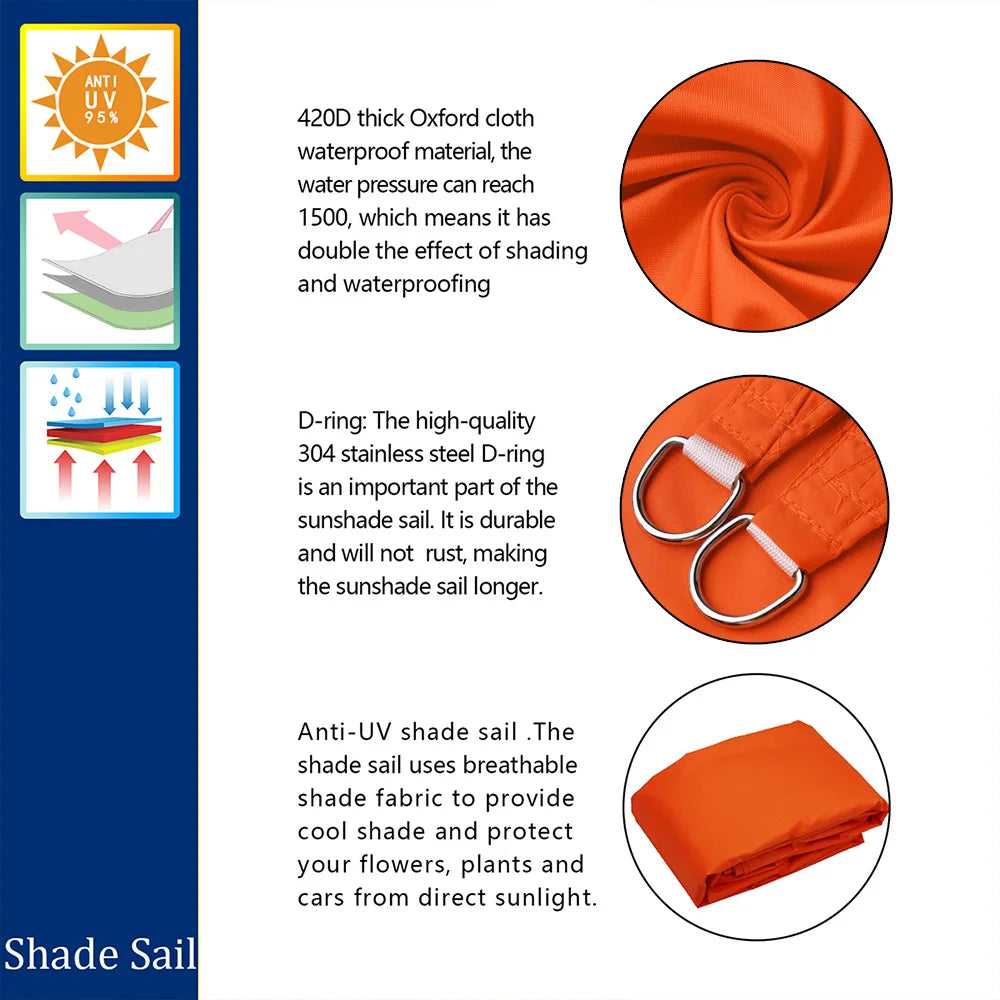 Voile d'ombrage orange pour piscine