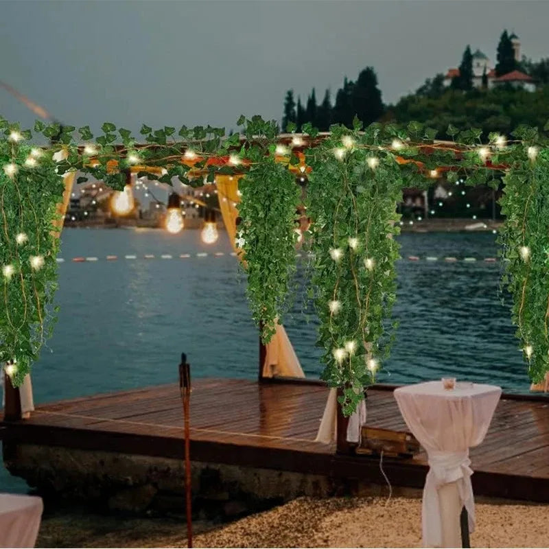 Guirlande lumineuse lierre vert suspendue
