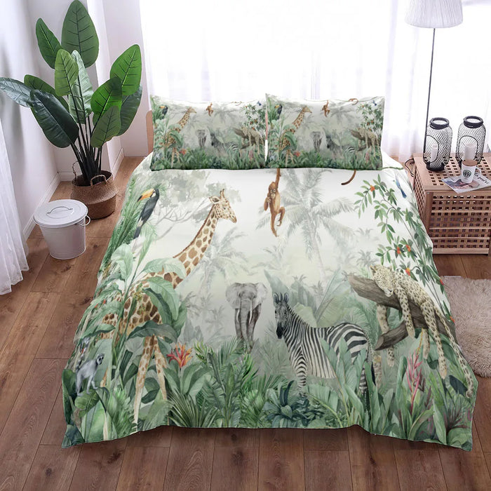 Housse de couette jungle tropicale bleue