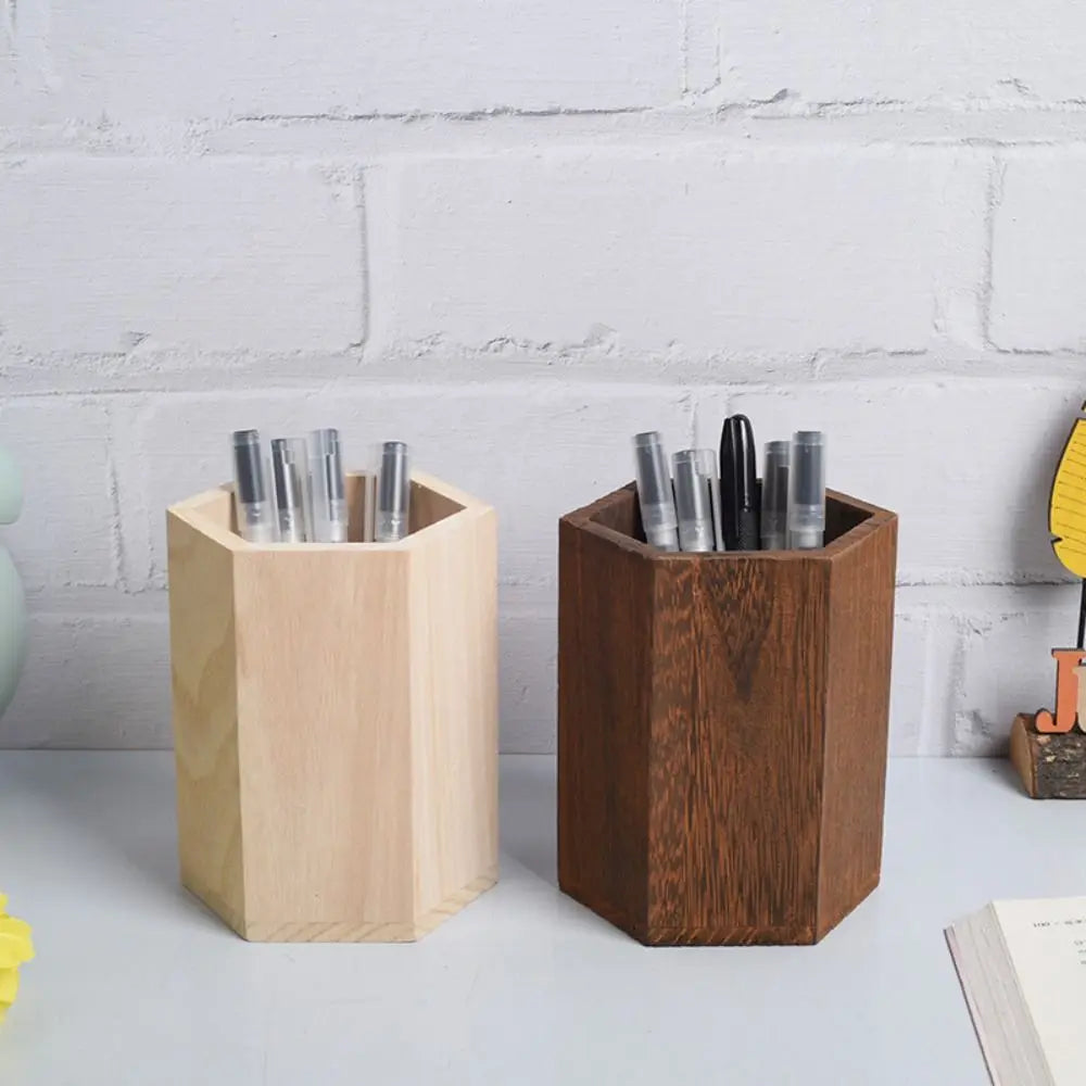 Large capacity wooden pen holder - Designer desk pencil pot