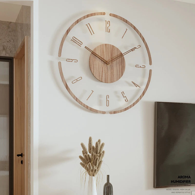Horloge murale scandinave en bois massif blanche