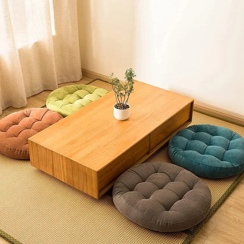 Coussin de sol rond touffeté en blanc pour décoration intérieure