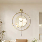 Horloge murale scandinave fleurs fraîches noire