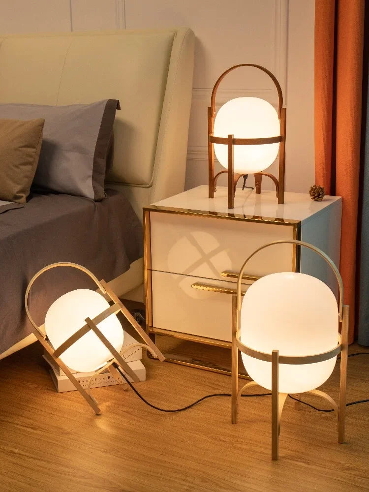 Lampe de chevet japonaise vue de côté