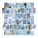 Kit de 50 cartes postales murales bleues pour chambre ado