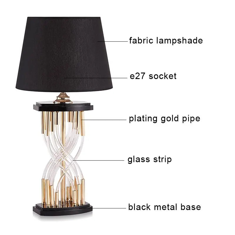 Vue de côté de la lampe de chevet avec son support en fer