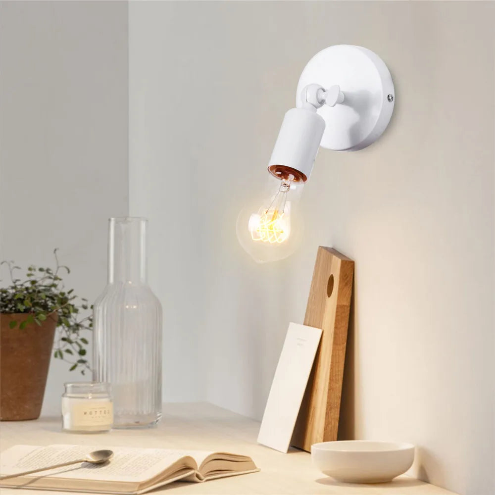 Applique murale LED fer bois massif blanc