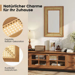 Miroir rotin accroché verticalement