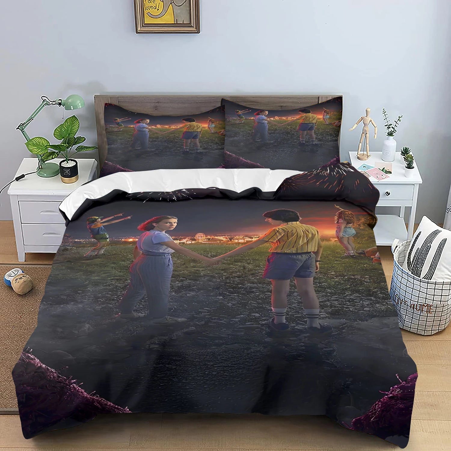 Housse de couette Stranger Things 3D rose