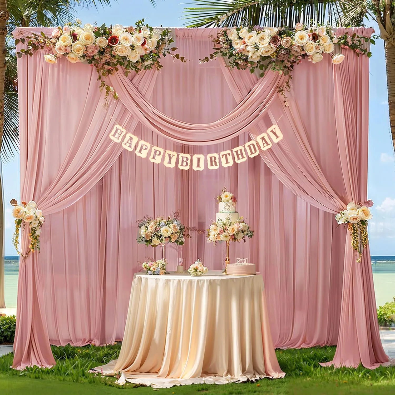 Rideau en mousseline transparente pour décoration de mariage