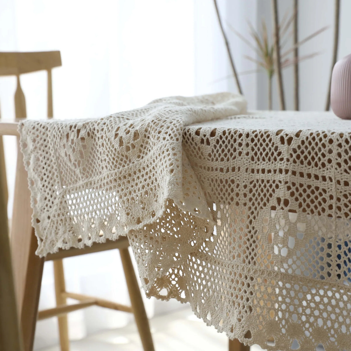 Nappe rectangulaire crochet noir pour table à manger