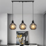 Lustre rétro cage métal salon