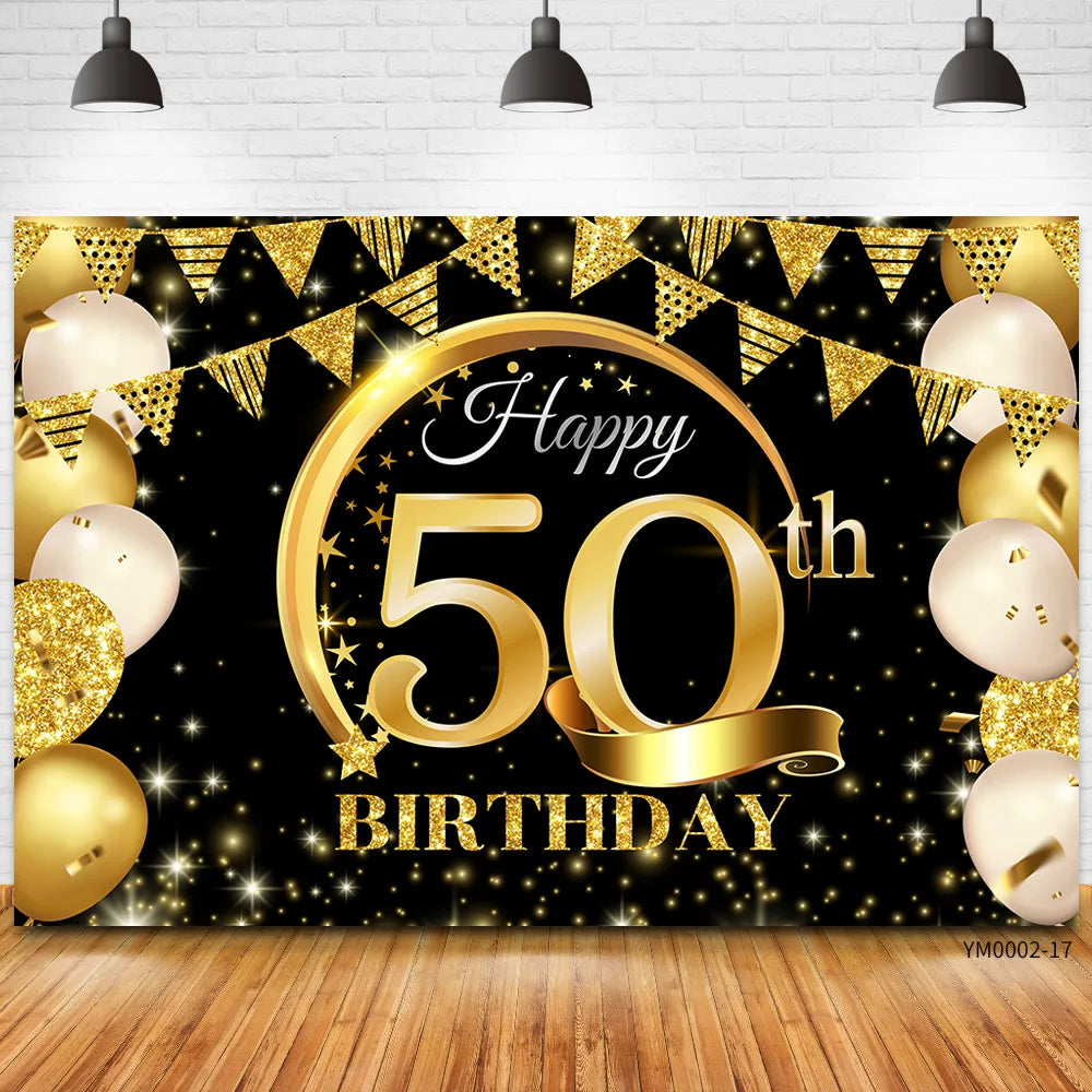 Fond photo anniversaire noir et or grand format