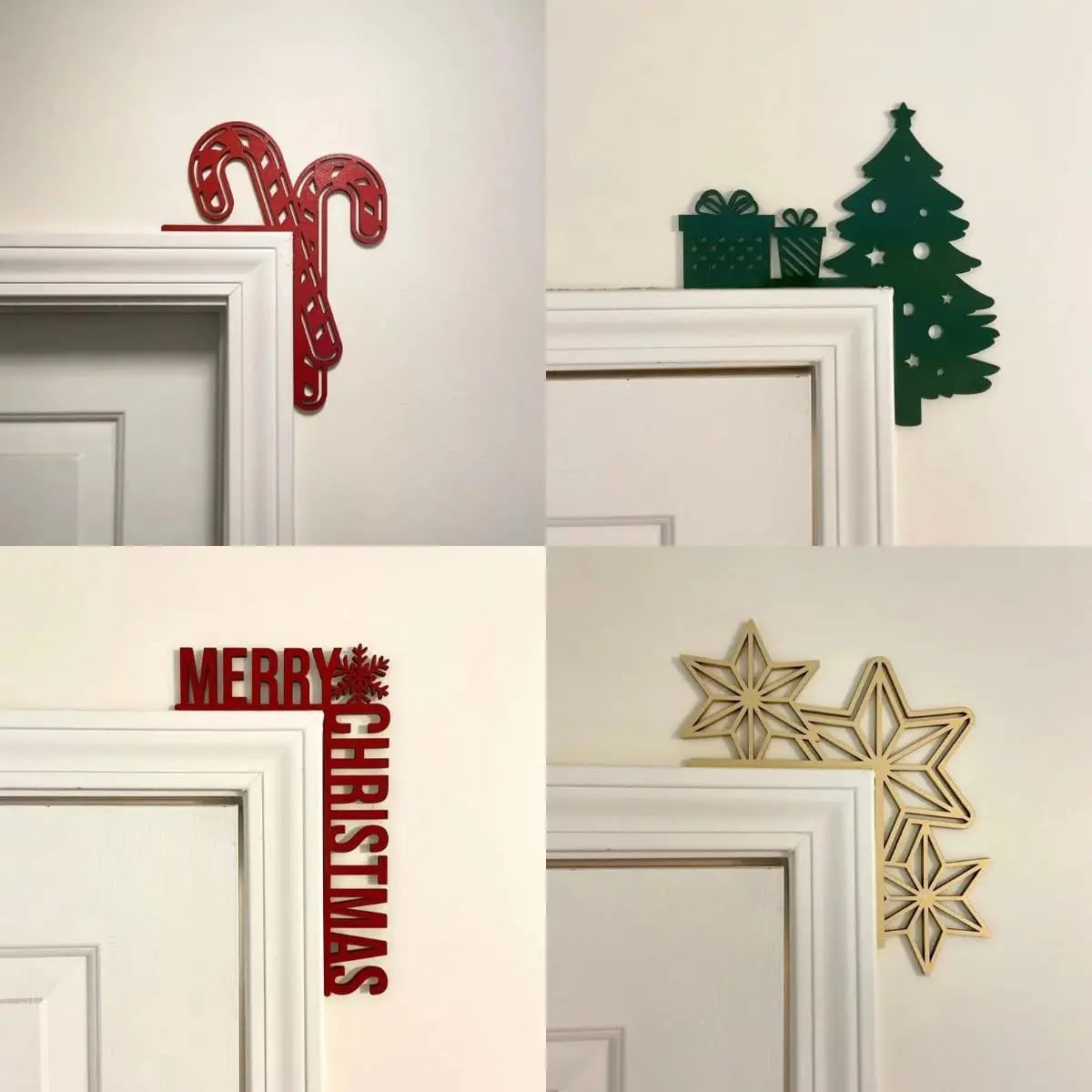 Décoration DIY Noël en bois bleu profond sur un mur décoré