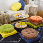 Coussin de sol rond tufté en velours côtelé pour méditation