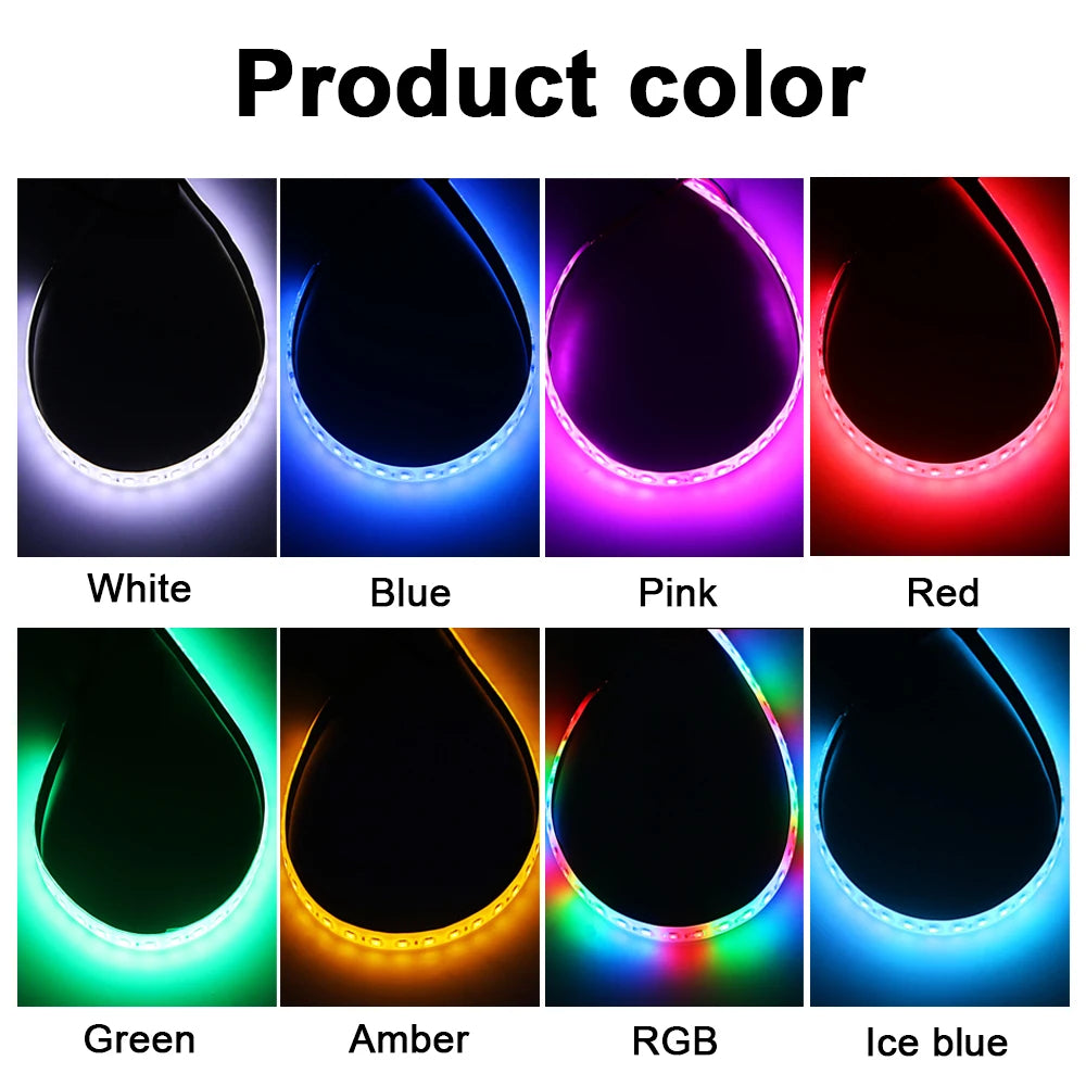 Bande LED 60cm couleur rouge pour décoration voiture