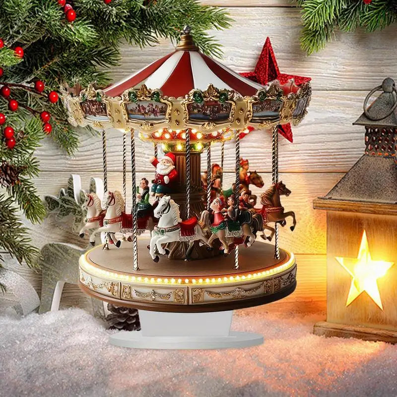 Décoration de Noël carrousel blanc vue de face