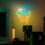 Lampe néon dinosaure avec variateur d'intensité USB en action