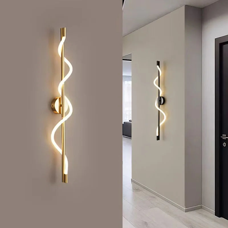 Lampe murale LED design minimaliste italien en cuivre noir