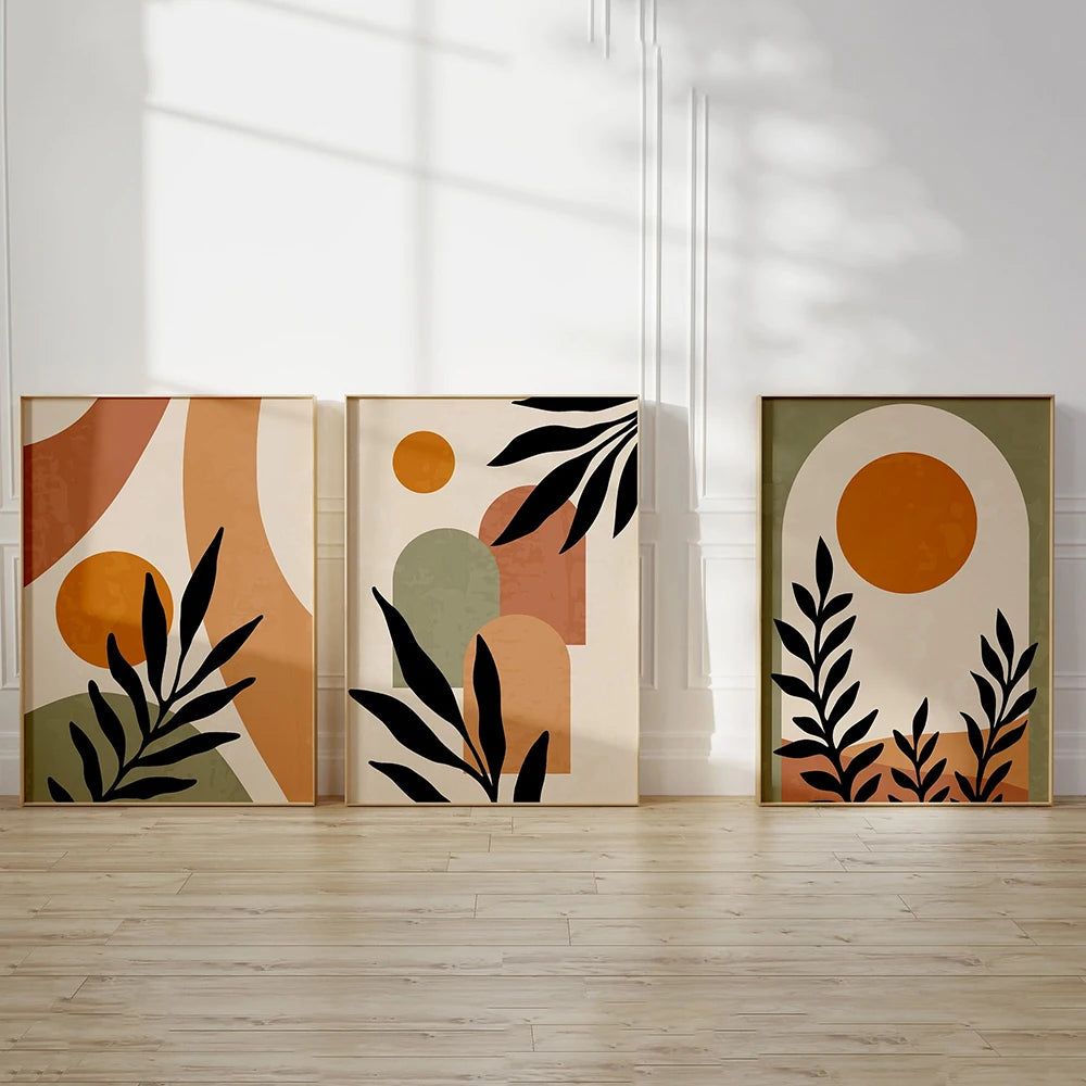 Détail des motifs géométriques sur l'affiche toile boho