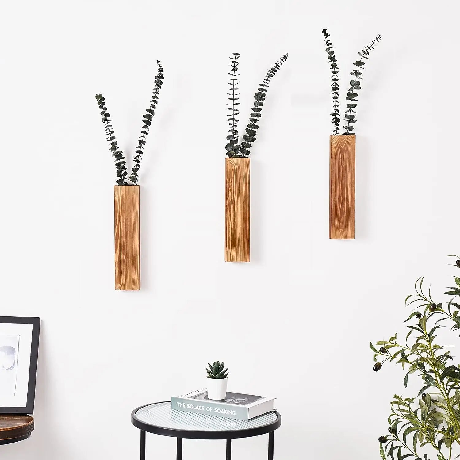 Lot de 2 jardinières murales en bois colorées