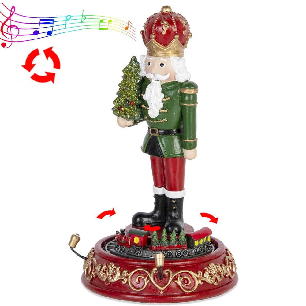 Figurine casse-noisette avec train roulant et lumière LED