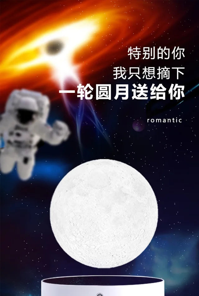 Détail de la lévitation magnétique de la lampe lune