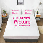 Drap-housse personnalisé avec photo imprimée sur lit blanc