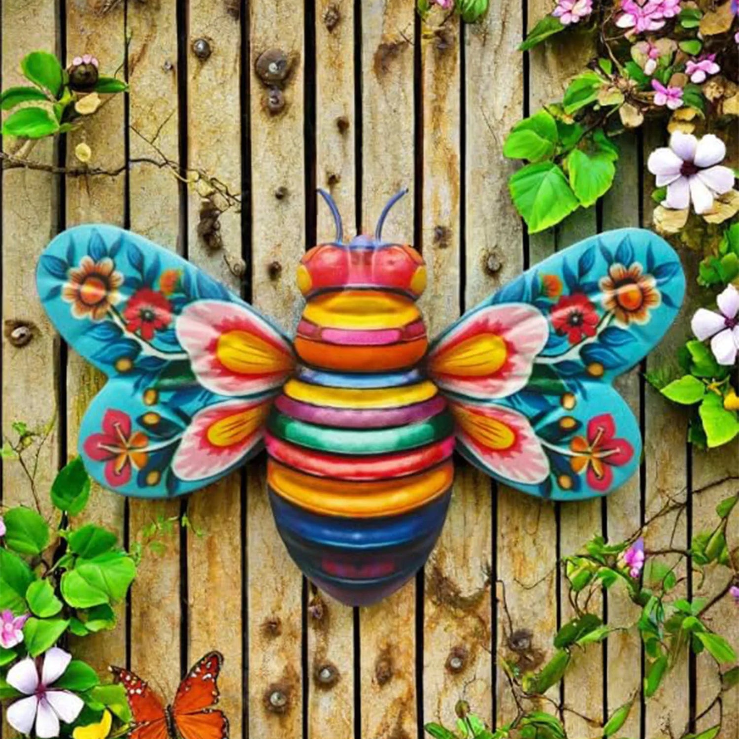 Décoration murale en métal bourgogne pour jardin