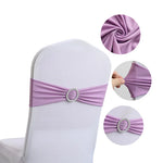 Housse de chaise de couleur lavande avec ceinture décorative ronde en argent