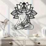 Décoration murale Bouddha Lotus en métal noir