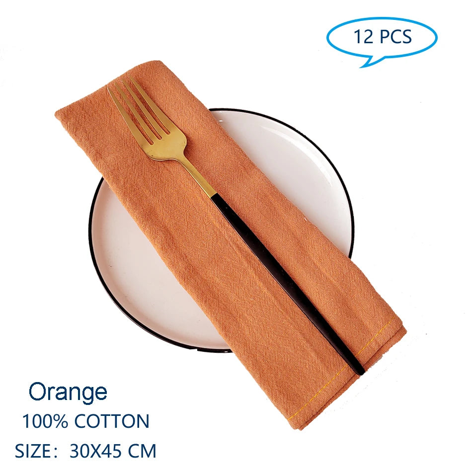 Serviette de table en coton orange de 30 x 45 cm.